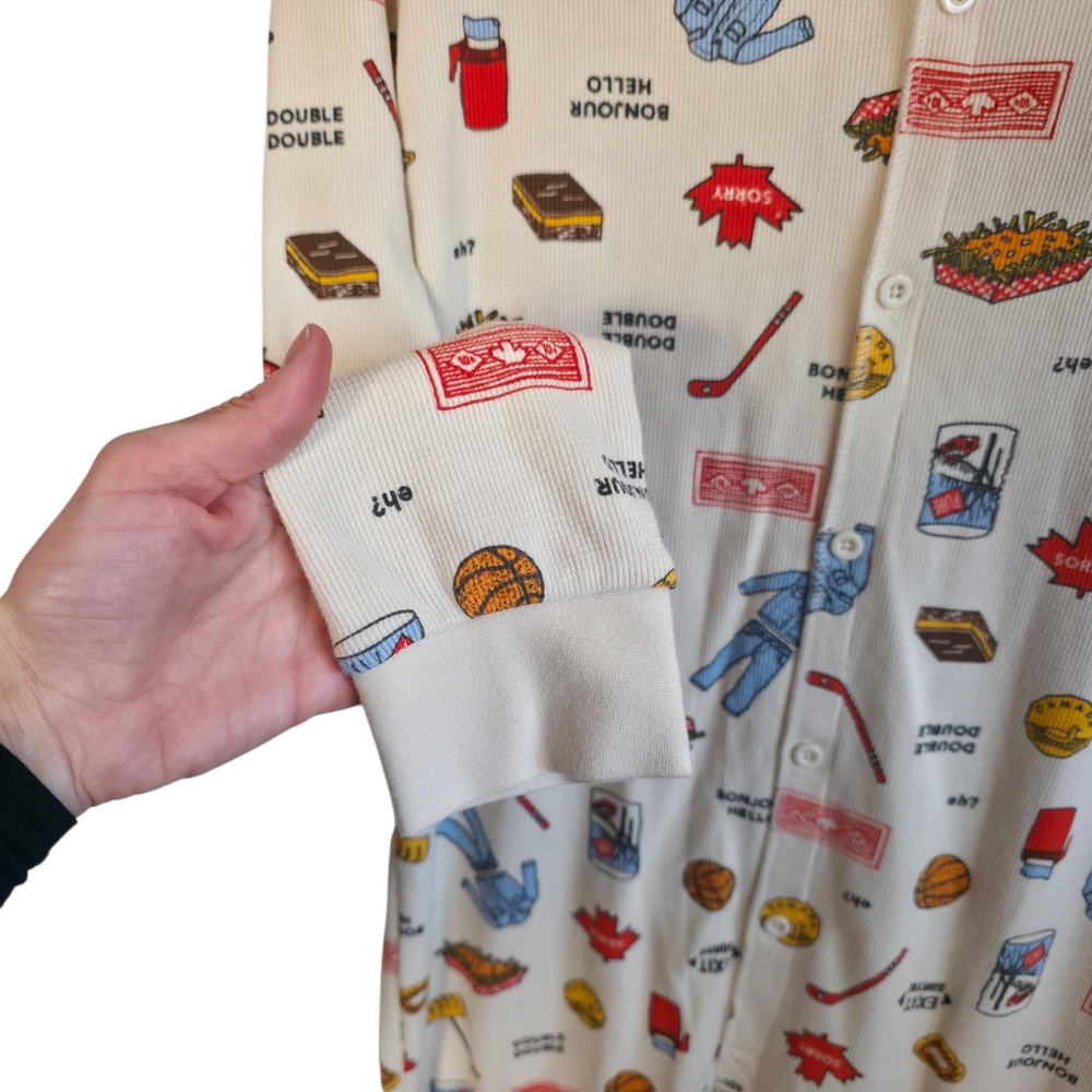 Arborist Thermal Onesie Pajamas Size Small Canadian Print Waffle - Picture 6 of 12